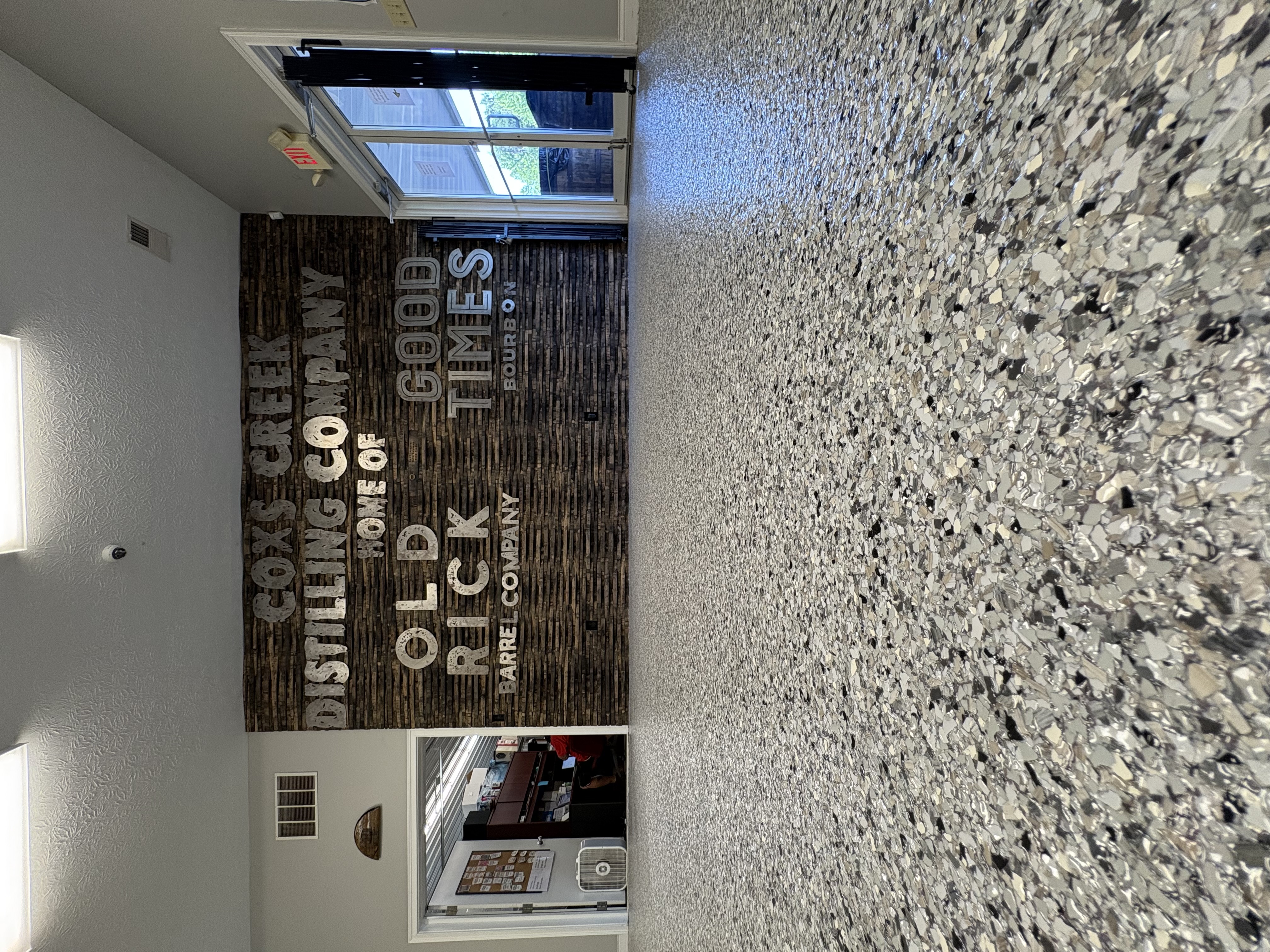 Flake system flooring in commercial space