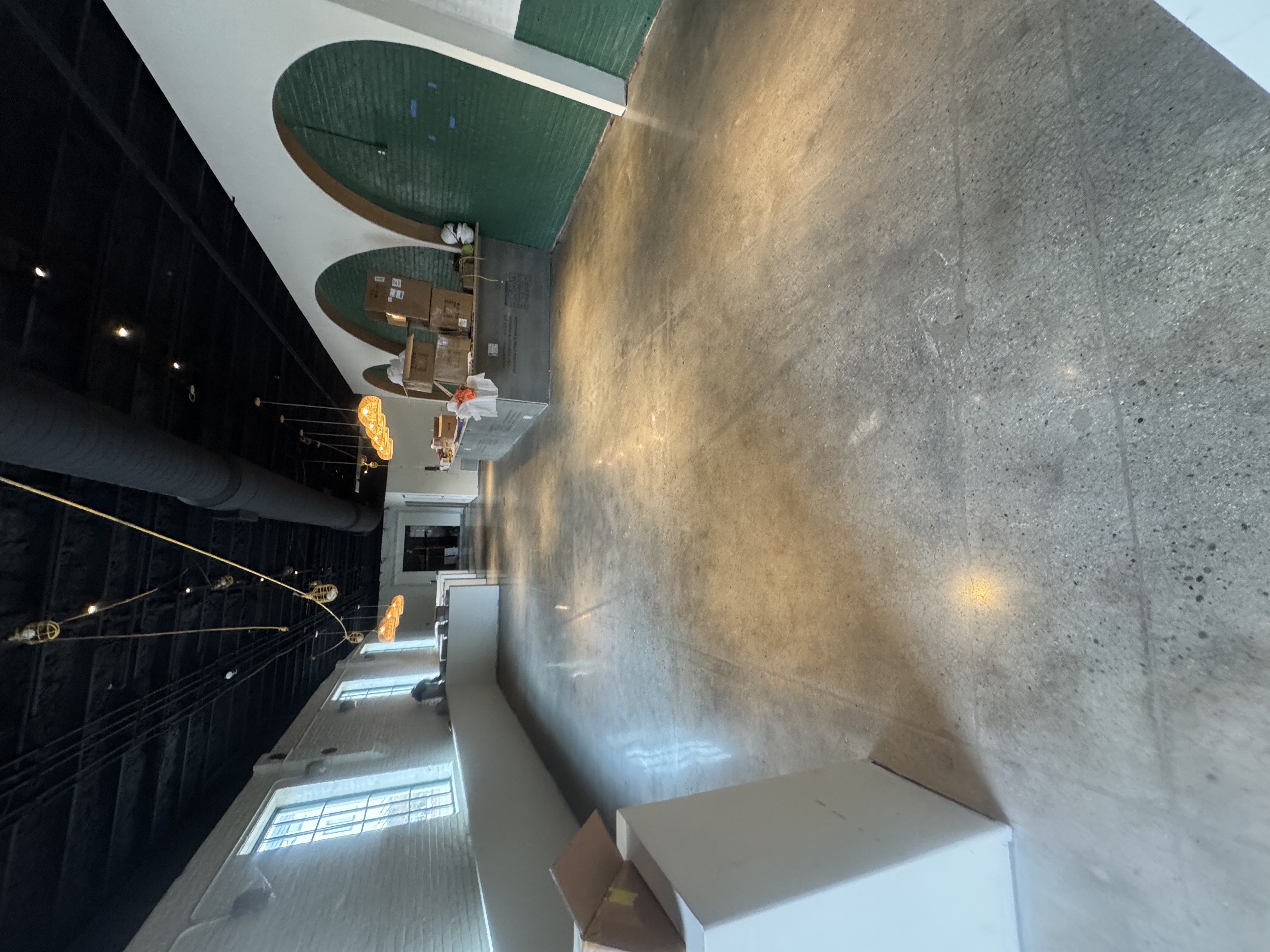 Polished concrete pizza restaurant