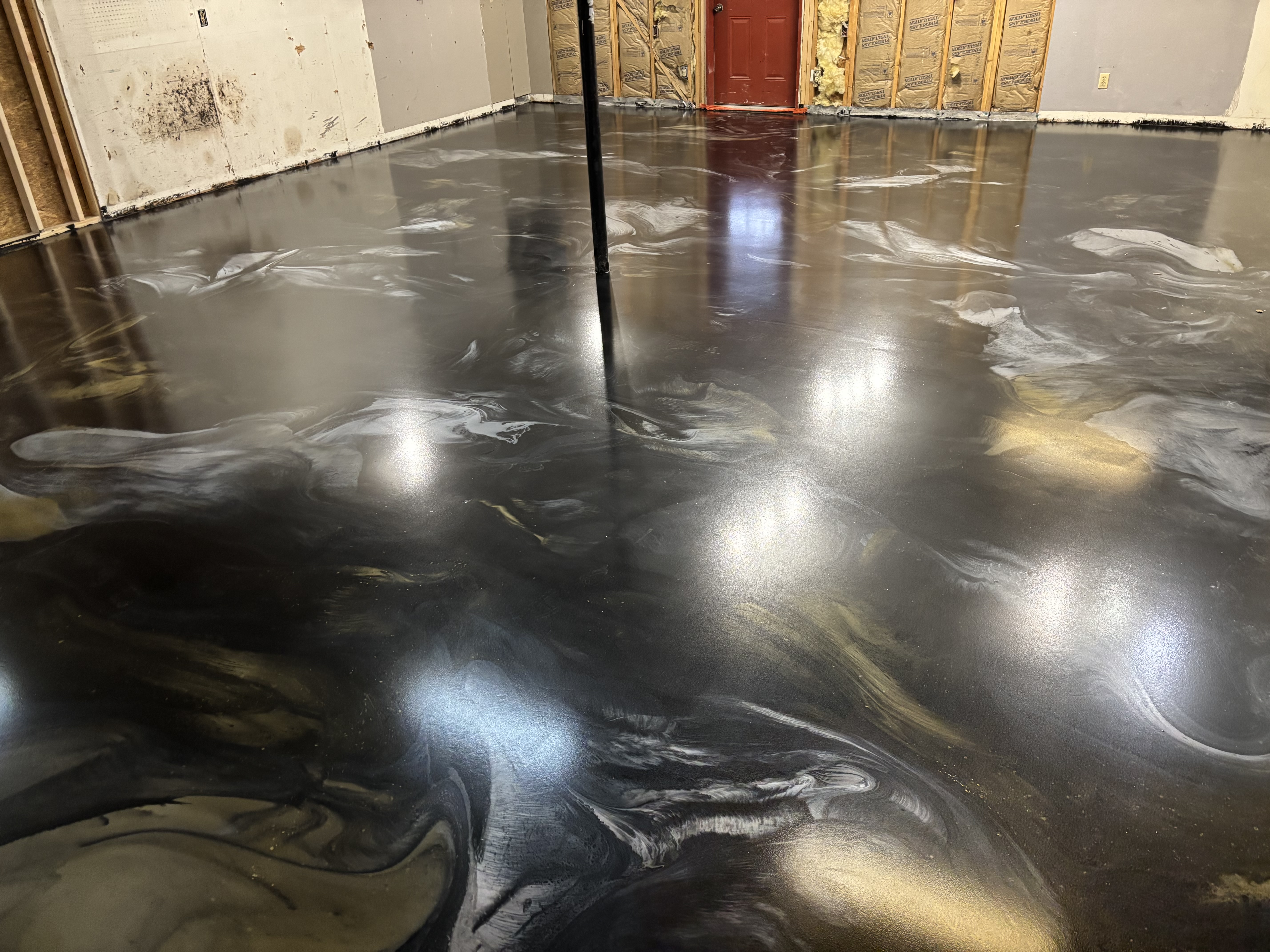 Black metallic epoxy floor finish
